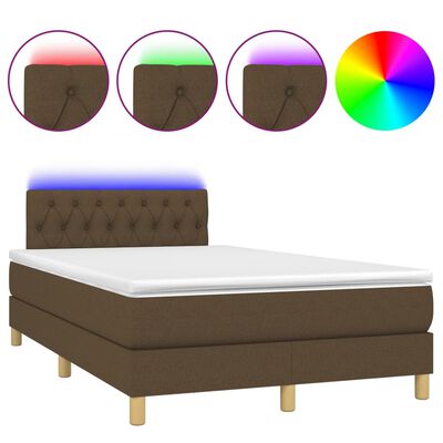 vidaXL Sommier à lattes de lit matelas et LED Marron foncé 120x200 cm