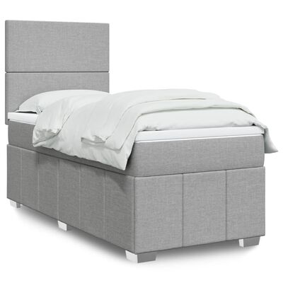 vidaXL Sommier à lattes de lit avec matelas Gris clair 90x200 cm Tissu