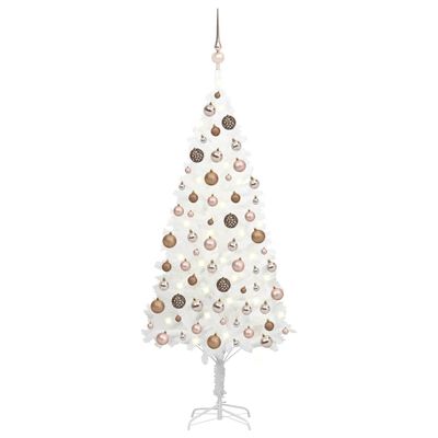 vidaXL Arbre de Noël artificiel pré-éclairé et boules blanc 180 cm