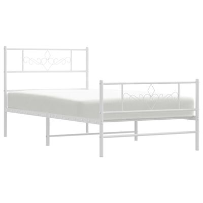 vidaXL Cadre de lit métal sans matelas avec pied de lit blanc 90x190cm