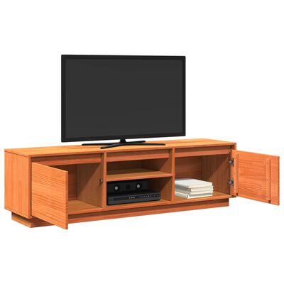 vidaXL Meuble TV cire marron 140x35x40 cm bois pin massif