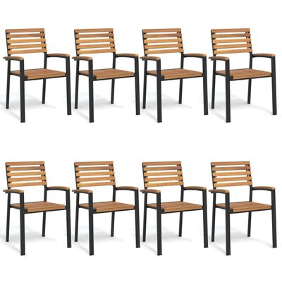 vidaXL Chaises de jardin empilables lot de 8 bois d'acacia et métal