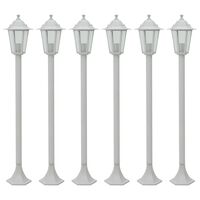 vidaXL Lampe de jardin à piquet 6 pcs E27 110 cm Aluminium Blanc