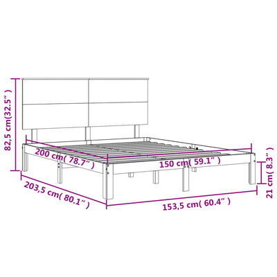 vidaXL Cadre de lit avec tête de lit blanc King Size bois massif