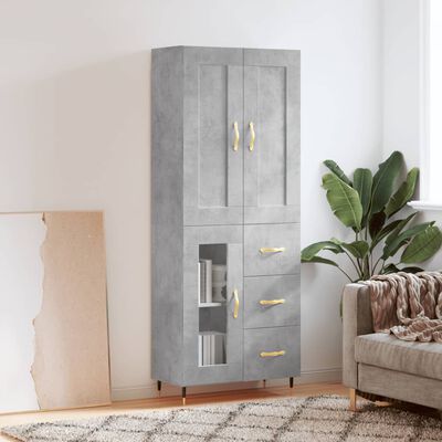 vidaXL Buffet haut Gris béton 69,5x34x180 cm Bois d'ingénierie