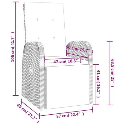 vidaXL Chaises de jardin inclinables coussins lot de 2 Résine tressée