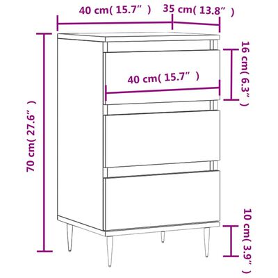 vidaXL Buffet blanc brillant 40x35x70 cm bois d'ingénierie