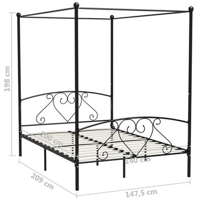 vidaXL Cadre de lit sans matelas avec baldaquin noir 140x200 cm métal