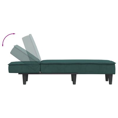 vidaXL Chaise longue vert foncé velours