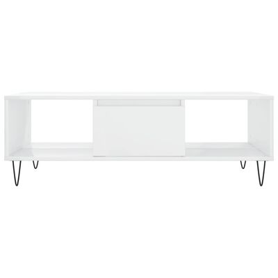 vidaXL Table basse blanc brillant 104x60x35 cm bois d'ingénierie