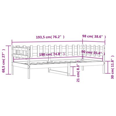 vidaXL Lit de jour sans matelas blanc 90x190 cm bois de pin massif