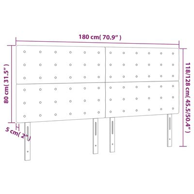 vidaXL Tête de lit à LED Bleu 180x5x118/128 cm Tissu