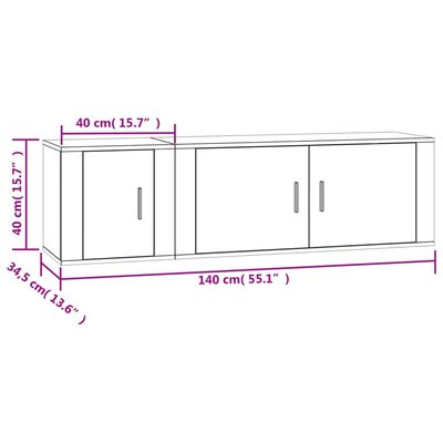 vidaXL Ensemble de meubles TV 2 pcs gris béton bois d'ingénierie