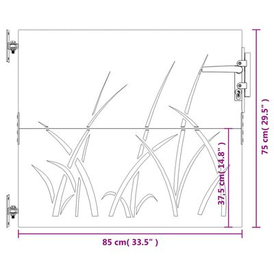 vidaXL Portail de jardin 85x75 cm acier corten conception d'herbe