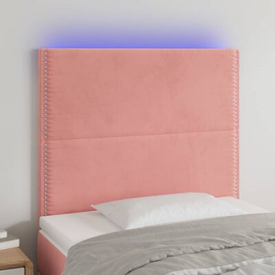 vidaXL Tête de lit à LED Rose 100x5x118/128 cm Velours