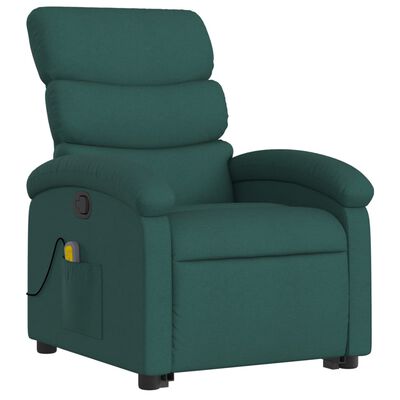 vidaXL Fauteuil inclinable de massage Vert foncé Tissu