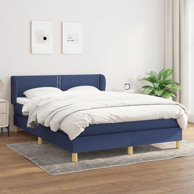 vidaXL Sommier à lattes de lit avec matelas Bleu 140x200 cm Tissu