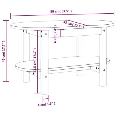 vidaXL Table basse 80x45x45 cm Bois massif de pin