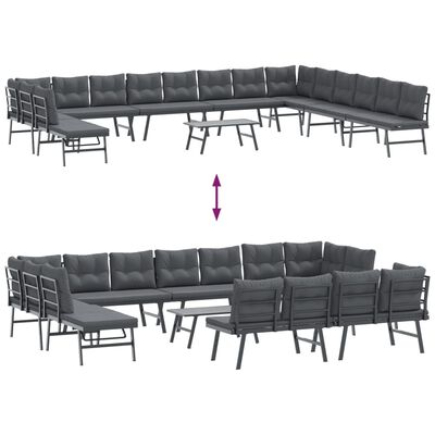 vidaXL Ensemble de bancs de jardin avec coussins 9 pcs noir