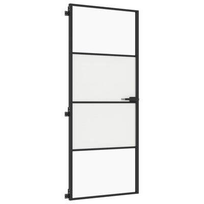 vidaXL Porte intérieure mince noir 83x201,5 cm verre trempé aluminium