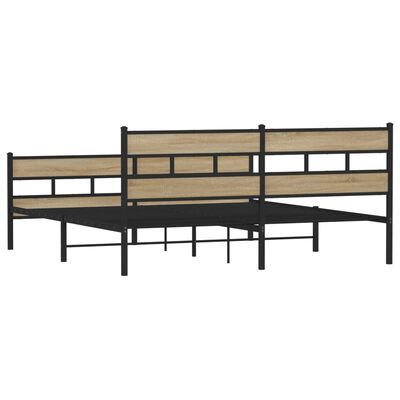 vidaXL Cadre de lit en métal sans matelas chêne sonoma 183x213 cm