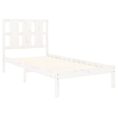 vidaXL Cadre de lit Blanc Bois massif 75x190 cm Petit simple