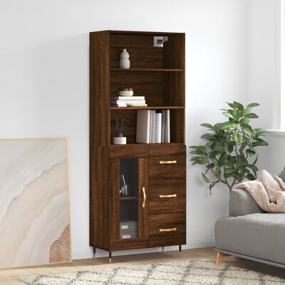 vidaXL Buffet haut Chêne marron 69,5x34x180 cm Bois d'ingénierie