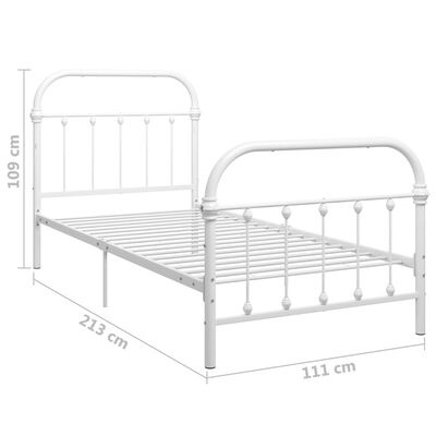 vidaXL Cadre de lit sans matelas blanc métal 100x200 cm