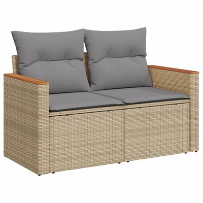 vidaXL Salon de jardin avec coussins 7pcs mélange beige résine tressée