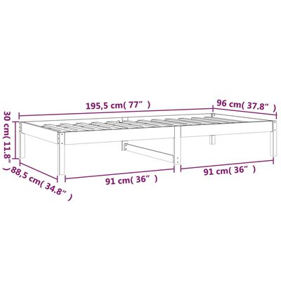 vidaXL Lit de jour sans matelas gris 90x190 cm bois de pin massif