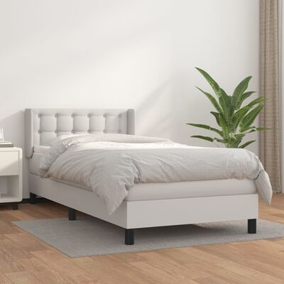 vidaXL Sommier à lattes de lit avec matelas Blanc 90x200 cm Similicuir