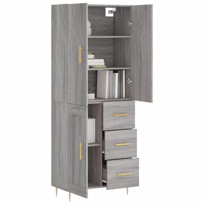 vidaXL Buffet haut Sonoma gris 69,5x34x180 cm Bois d'ingénierie