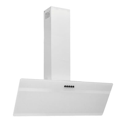 vidaXL Hotte murale 90 cm Acier et verre trempé Blanc