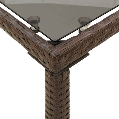 vidaXL Table de jardin dessus en verre marron 115x54x74 cm poly rotin