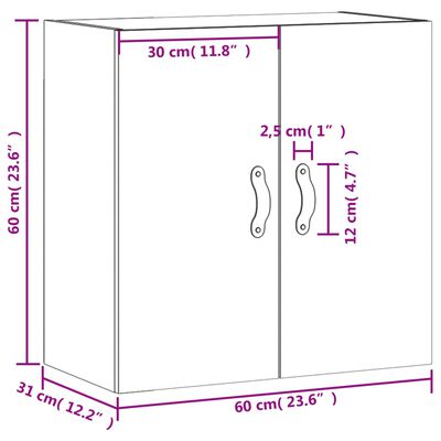 vidaXL Armoire murale chêne fumé 60x31x60 cm bois d'ingénierie