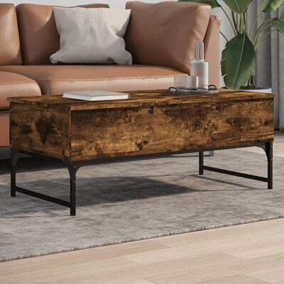 vidaXL Table basse chêne fumé 100x50x40 cm bois d'ingénierie et métal