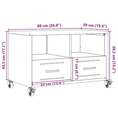 vidaXL Meuble TV jaune moutarde 68x39x43,5 cm acier