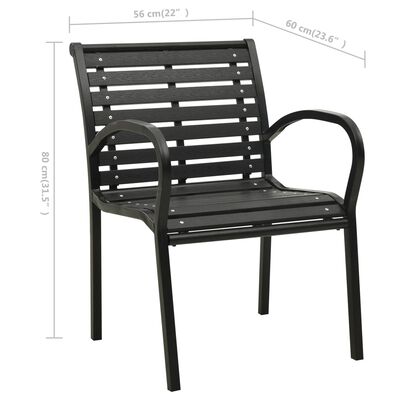 vidaXL Chaises de jardin lot de 2 Acier et WPC Noir