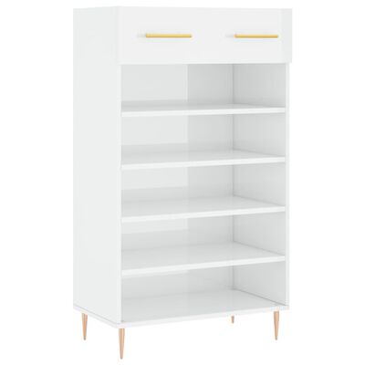 vidaXL Armoire à chaussure Blanc brillant 60x35x105 cm Bois ingénierie