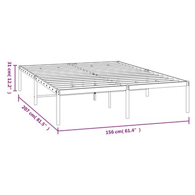 vidaXL Cadre de lit métal sans matelas noir 150x200 cm