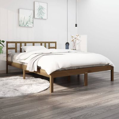 vidaXL Cadre de lit sans matelas marron miel 200x200 cm bois massif