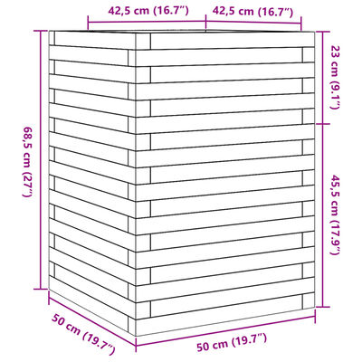 vidaXL Jardinière 50x50x68,5 cm bois de pin imprégné