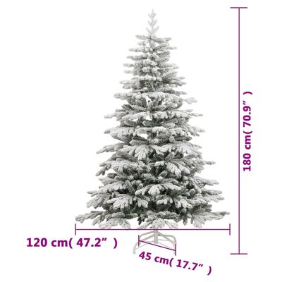 vidaXL Sapin de Noël artificiel à charnières avec neige floquée 180 cm