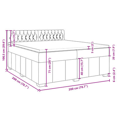 vidaXL Sommier à lattes de lit avec matelas Marron foncé 200x200 cm