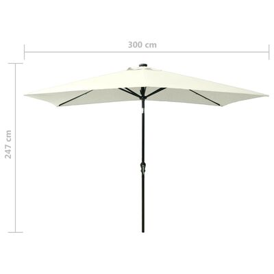 vidaXL Parasol de jardin avec LED et mât en acier sable 2x3 m