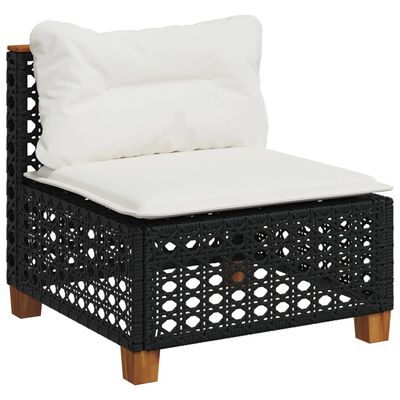 vidaXL Salon de jardin 10 pcs avec coussins noir résine tressée