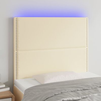 vidaXL Tête de lit à LED Crème 100x5x118/128 cm Similicuir