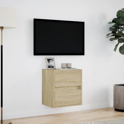 vidaXL Meuble TV mural avec lumières LED chêne sonoma 41x31x45 cm