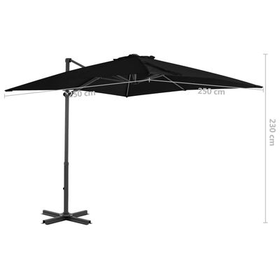 vidaXL Parasol de jardin en porte-à-faux et mât en aluminium noir