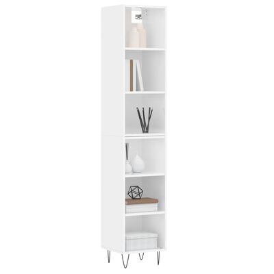 vidaXL Buffet haut Blanc brillant 34,5x32,5x180 cm Bois d'ingénierie